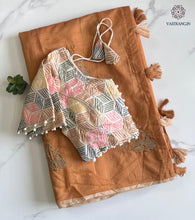 Load image into Gallery viewer, New Chanderi Cotton Embroidery n Tussels Work Fancy Designer Festive Wear Saree With Stitched Blouse