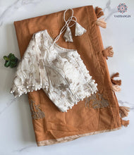 Load image into Gallery viewer, New Chanderi Cotton Embroidery n Tussels Work Fancy Designer Festive Wear Saree With Stitched Blouse