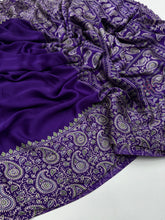 Load image into Gallery viewer, New Function Wear Purple Color Pure Satin Silk Ajrak Printed Rich Pallu n Tussles Work Fancy Designer Saree