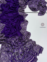Load image into Gallery viewer, New Function Wear Purple Color Pure Satin Silk Ajrak Printed Rich Pallu n Tussles Work Fancy Designer Saree