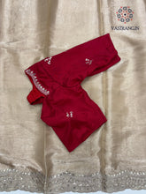 Load image into Gallery viewer, New Golden Color Partywear Jimmy Chu Fabric Sequence n Embroidered Fancy Designer Saree With Unstitched Blouse