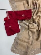 Load image into Gallery viewer, New Golden Color Partywear Jimmy Chu Fabric Sequence n Embroidered Fancy Designer Saree With Unstitched Blouse