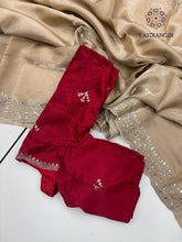 Load image into Gallery viewer, New Golden Color Partywear Jimmy Chu Fabric Sequence n Embroidered Fancy Designer Saree With Unstitched Blouse