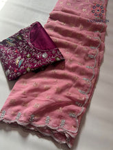 Load image into Gallery viewer, New Wedding Wear Soft Organza Silk Embroidery N cut Work Fancy Designer Saree