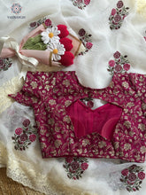 Load image into Gallery viewer, Latest Off white Color Pure Crush Georgette Chiffon Embroidered Work Wedding Wear Fancy Designer Saree