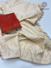 Load image into Gallery viewer, Bollywood Style Golden Colour Tissue Silk Mukesh Work With Heavy Fancy Lace Designer Saree