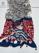 Load image into Gallery viewer, New Function Wear Pure Satin Silk Ajrak Printed Rich Pallu n Tussles Work Fancy Designer Saree