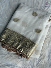 Load image into Gallery viewer, New Wedding Wear White Color Pure Viscose Georgette Zari Weaving Work Fancy Designer Saree With Blouse Piece