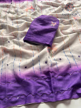 Load image into Gallery viewer, New Function Wear Cotton Linen Fabric Print n Hand Katha Thread With Mirror Work Fancy Designer Saree