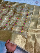 Load image into Gallery viewer, New Wedding wear Golden Color Banarasi TIssue Silk Emboidery Work Fancy Designer Saree With Blouse
