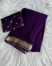 Load image into Gallery viewer, Latest Wedding Wear Pure Viscose Georgette Jacquard Weaving Work Fancy Designer Saree With Blouse