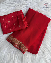 Load image into Gallery viewer, Latest Wedding Wear Pure Viscose Georgette Jacquard Weaving Work Fancy Designer Saree With Blouse