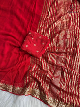 Load image into Gallery viewer, Latest Wedding Wear Pure Viscose Georgette Jacquard Weaving Work Fancy Designer Saree With Blouse