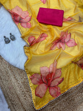 Load image into Gallery viewer, New Beautiful Soft Tebby Silk Print n Handwork Partywear Fancy Designer Saree With Blouse