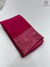 Load image into Gallery viewer, New Wedding Wear Rani Color Pure Satin Silk Ajrak Printed Rich Pallu n Tussles Work Fancy Designer Saree