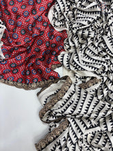 Load image into Gallery viewer, New Function Wear Pure Satin Silk Ajrak Printed n Sequence Lace Work Rich Pallu n Tussles Work Fancy Designer Saree