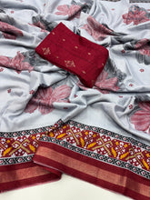 Load image into Gallery viewer, New Pure Mul Cotton Print With Rich Pallu Work Fancy Designer Festive Wear Saree With Blouse