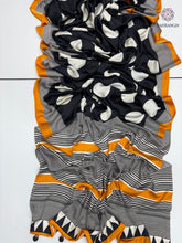 Load image into Gallery viewer, New Wedding Wear Pure Satin Soft Silk Print With Tussles Work Fancy Designer Saree With Blouse