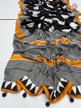 Load image into Gallery viewer, New Wedding Wear Pure Satin Soft Silk Print With Tussles Work Fancy Designer Saree With Blouse