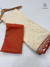 Load image into Gallery viewer, New Wedding Wear Golden Colour Tissue Silk Mukesh Work With Heavy Fancy Lace Designer Saree With Blouse