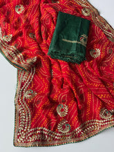 Load image into Gallery viewer, New Festive Wear Georgette Bandhani Print With Embroidery Work Fancy Designer Saree