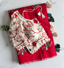 Load image into Gallery viewer, New Function Wear Chanderi Cotton Embroidery n Tussels Work Fancy Designer Saree With Stitched Blouse