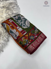 Load image into Gallery viewer, New Wedding Wear Orange Color Pure Mangalkari Viscouse Silk Print n Weaving Work Fancy Designer Saree