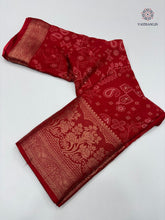 Load image into Gallery viewer, New Festive Wear Red Color Dola Silk Print With Jacquard Zari Work Fancy Designer Saree