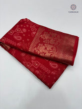 Load image into Gallery viewer, New Festive Wear Red Color Dola Silk Print With Jacquard Zari Work Fancy Designer Saree