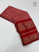 Load image into Gallery viewer, New Festive Wear Red Color Dola Silk Print With Jacquard Zari Work Fancy Designer Saree
