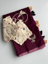 Load image into Gallery viewer, New Chanderi Cotton Embroidery n Tussels Work Fancy Designer Festive Wear Saree With Stitched Blouse