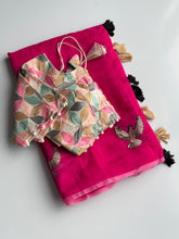 Load image into Gallery viewer, New Chanderi Cotton Embroidery n Tussels Work Fancy Designer Festive Wear Saree With Stitched Blouse