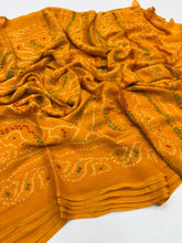 Load image into Gallery viewer, New Festive Wear Pure Moss Crepe Printed Fancy Designer Saree With Blouse