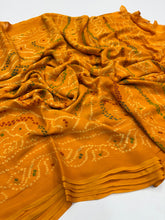 Load image into Gallery viewer, New Festive Wear Pure Moss Crepe Printed Fancy Designer Saree With Blouse