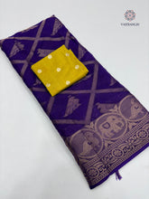 Load image into Gallery viewer, New Blue Color Mysore Silk Jacquard Weaving With Jhalar Work Fancy Designer Festive Wear Saree With Blouse