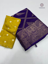 Load image into Gallery viewer, New Blue Color Mysore Silk Jacquard Weaving With Jhalar Work Fancy Designer Festive Wear Saree With Blouse