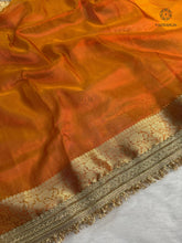 Load image into Gallery viewer, New Orange Color Banarasi Tissue Silk Jacquard n Lace Work Fancy Designer Wedding Wear Saree