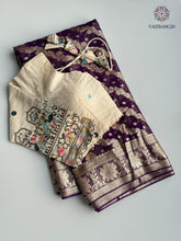 Load image into Gallery viewer, Beautiful Party Wear Viscose Georgette Zari Work Embroidery Stiched Blouse Saree for Ceremonial Occasion