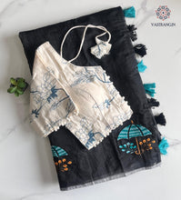 Load image into Gallery viewer, New Party Wear Chanderi Cotton Embroidery n Tussels Work Fancy Designer Saree With Stitched Blouse