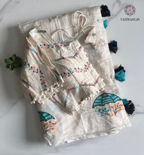 Load image into Gallery viewer, New Party Wear Chanderi Cotton Embroidery n Tussels Work Fancy Designer Saree With Stitched Blouse