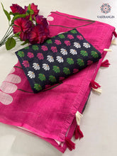 Load image into Gallery viewer, Latest Function Wear Soft Linen Cotton Print With Tassles Work Fancy Designer Saree With Blouse