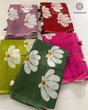 Load image into Gallery viewer, Latest Function Wear Soft Linen Cotton Print With Tassles Work Fancy Designer Saree With Blouse