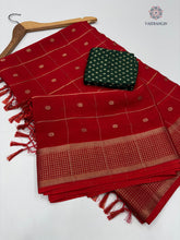 Load image into Gallery viewer, New Wedding Wear Red Color Pure Dola Silk Zari Jacquard Weaving Work Fancy Designer Saree