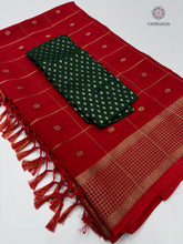 Load image into Gallery viewer, New Wedding Wear Red Color Pure Dola Silk Zari Jacquard Weaving Work Fancy Designer Saree