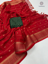 Load image into Gallery viewer, New Wedding Wear Red Color Pure Dola Silk Zari Jacquard Weaving Work Fancy Designer Saree