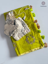 Load image into Gallery viewer, Blossom Chanderi Cotton Embroidery n Tussels Work Fancy Designer Festive Wear Saree With Stitched Blouse