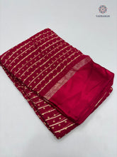 Load image into Gallery viewer, Elegant Party Wear Pure Viscose Georgette Weaving Jacquard Bandhani Print With Satin Border Fancy Desginer Saree For Ceremonial Occasion