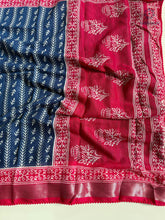 Load image into Gallery viewer, Sempiternal Kota Fabric Print n Zari Weaving Work Fancy Designer Saree With Blouse Piece