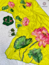 Load image into Gallery viewer, Latest Wedding Wear Multicolor Soft Chiffon Print Embroidery n Hand Work Fancy Designer Saree With Blouse