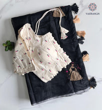 Load image into Gallery viewer, Gorgeous Party Wear Chanderi Cotton Embroidery n Tussels Work Fancy Designer Festive Wear Saree With Stitched Blouse